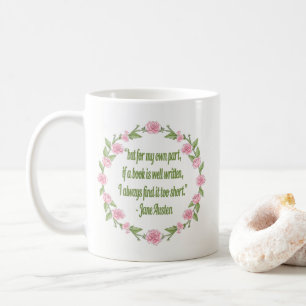 Mug Citation de livre de Jane Austen - roses roses