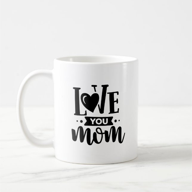 Mug Citation de maman d'Amour noir et blanc moderne (Gauche)