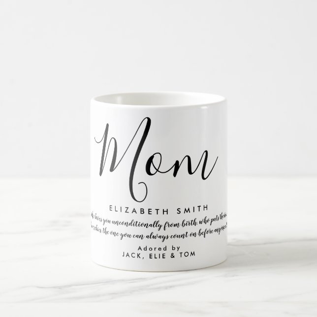 Mug Citation de maman écriture féminine élégante  (Centre)