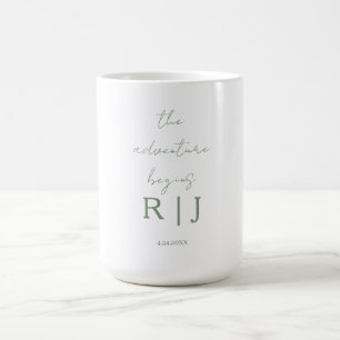 Mug Citation de mariage Monogramme Vert Sauge L'Aventu