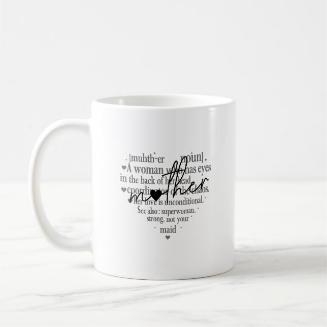 Mug Citation de mère en forme de cœur pour elle (Gauche)
