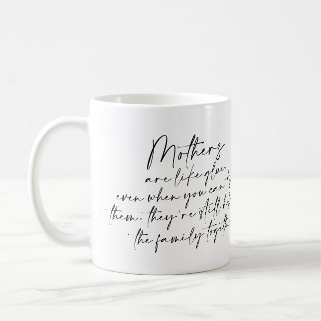Mug Citation de mère en script noir Photo personnalisé (Gauche)