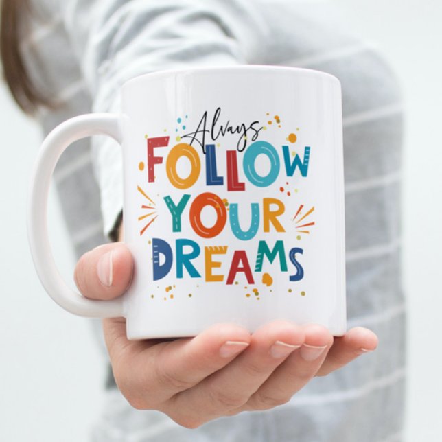 Mug Citation De Motivation Colorée Blanche Suivez Vos  (Créateur téléchargé)