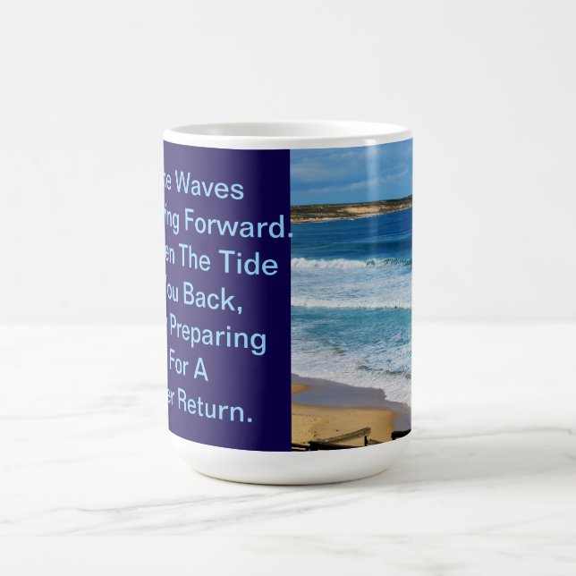 Mug Citation de motivation de plage : Comme les vagues (Centre)