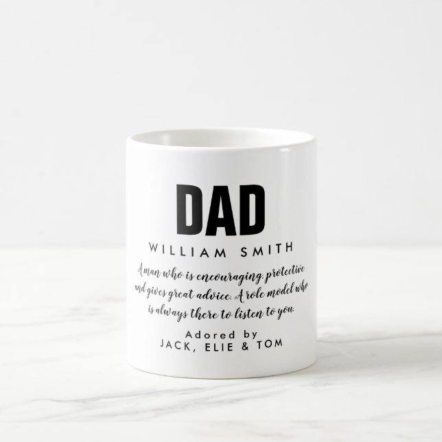 Mug Citation de papa en noir et blanc moderne (Centre)