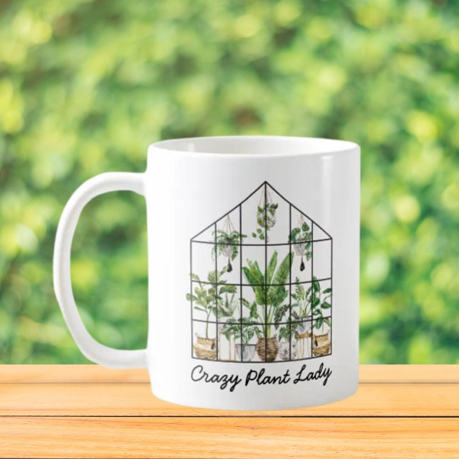 Mug Citation de plante de maison verte aquarelle  (In situ on table outdoor)
