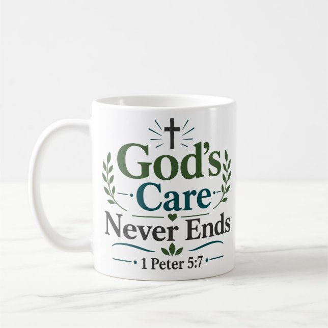 Mug Citation de prière chrétienne : Le soin de Dieu ne (Gauche)