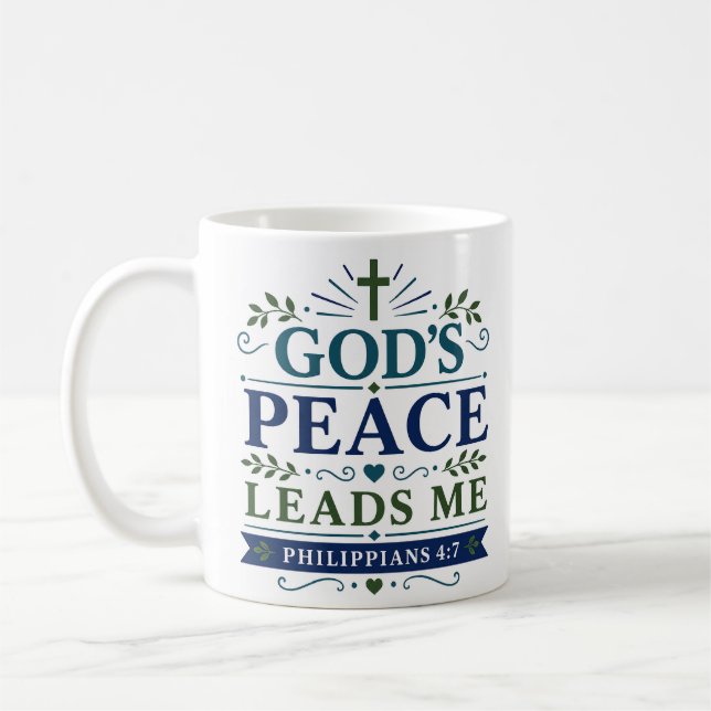 Mug Citation de prière du matin La paix de Dieu me gui (Gauche)