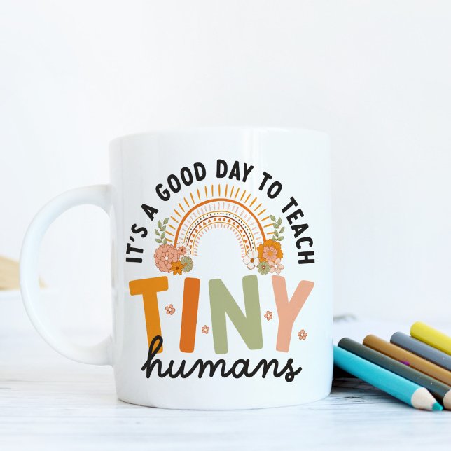 Mug Citation de professeur d'école maternelle Rétro Bo (In situ on table)