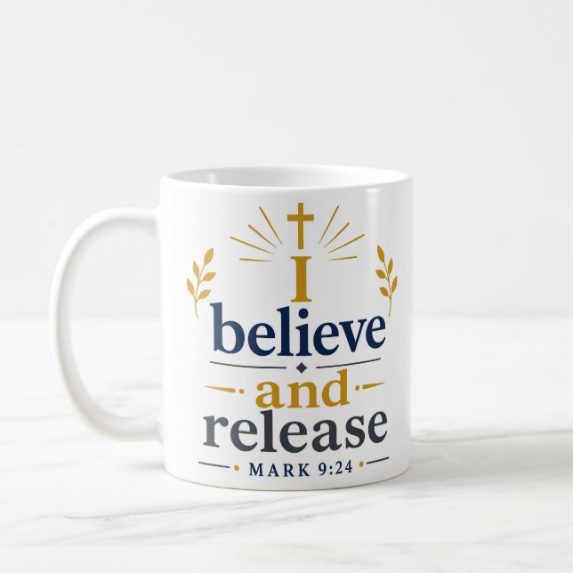 Mug Citation de promesse des Écritures Je Crois Et Je  (Gauche)