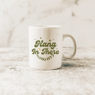 Mug Citation de Retro Green Floral 'Hang in There'