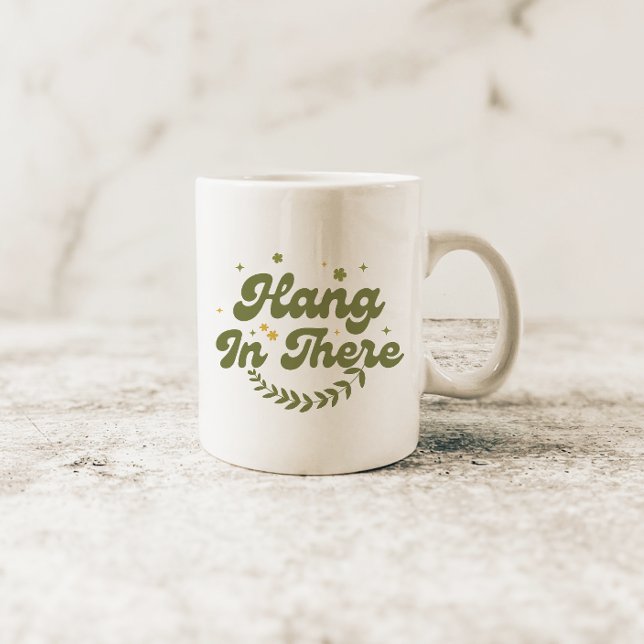 Mug Citation de Retro Green Floral 'Hang in There' (Créateur téléchargé)