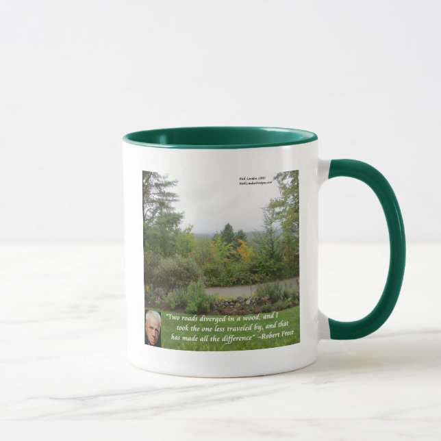 Mug Citation de Robert Frost Wisdom "Road Less Travell (Droite)