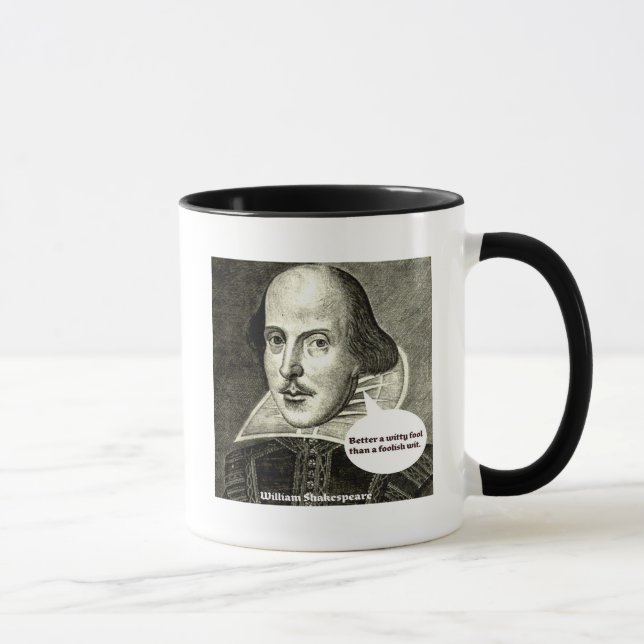 Mug Citation de Shakespeare ; Améliorez un imbécile (Droite)