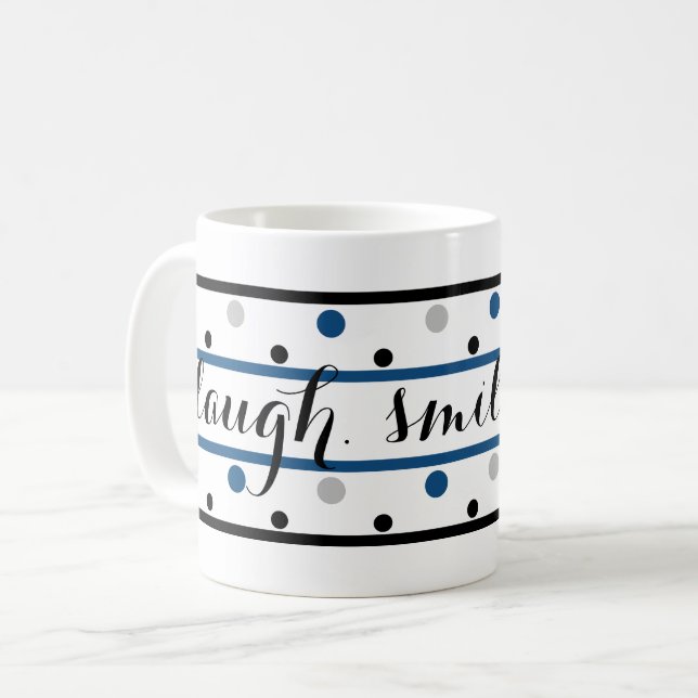 Mug Citation de sourire bleu argent noir Pois (Devant gauche)