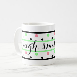 Mug Citation de sourire Mention verte Pois roses