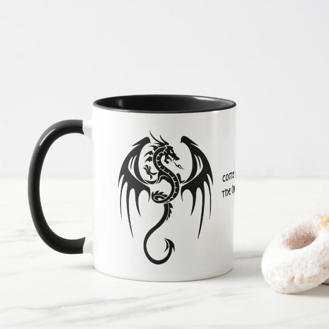 Mug Citation de style celtique Dragon & Shakespeare (Avec donut)