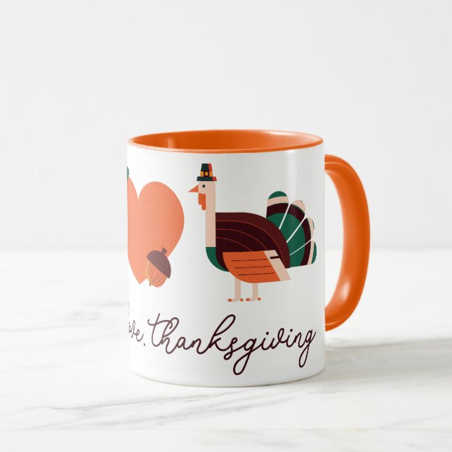 Mug Citation de Thanksgiving, Amour Paix Thanksgiving (Devant droit)