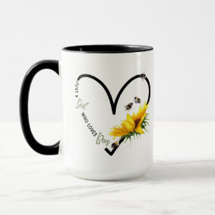 Mug Citation de tournesol de coeur noir BEE GIRL