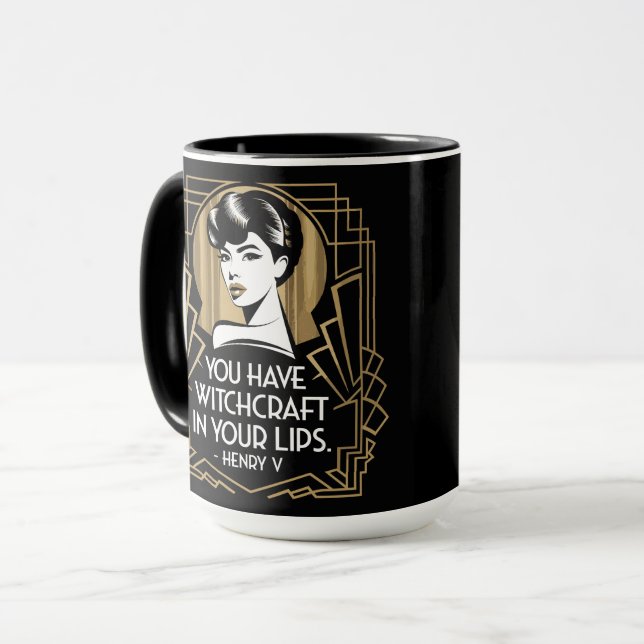 Mug Citation de typographie moderne tendance Gold noir (Devant gauche)