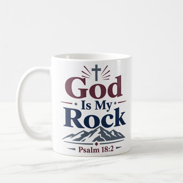 Mug Citation de verset motivationnel Dieu Est Mon Roc (Gauche)
