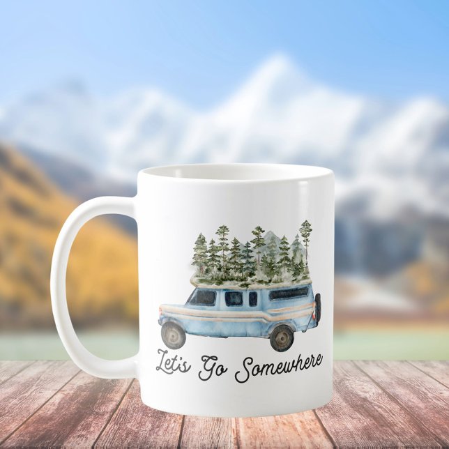 Mug Citation de voyage sur la route de camping Allons  (In situ)