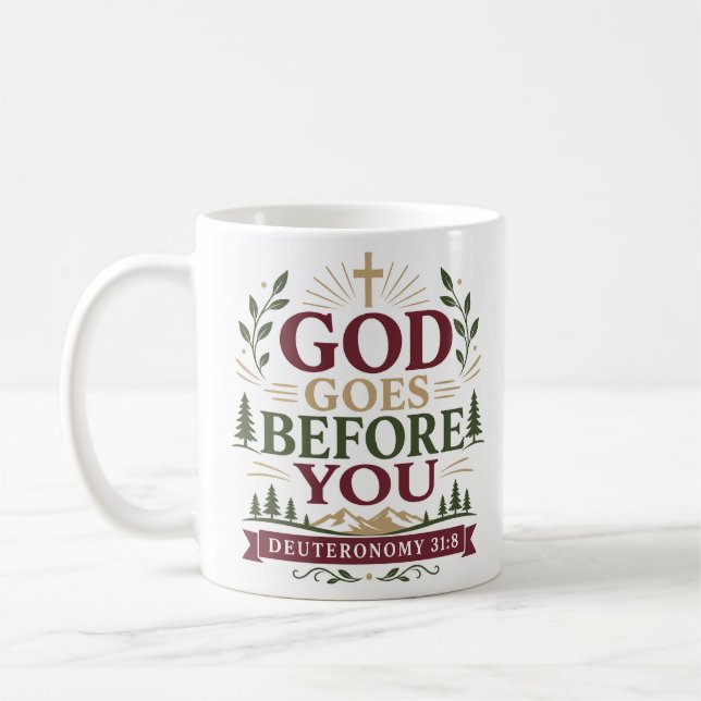 Mug Citation d'encouragement chrétien Dieu va devant v (Gauche)