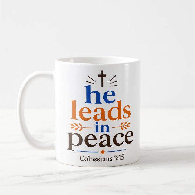 Mug Citation d'encouragement chrétien Il Mène Dans La  (Gauche)