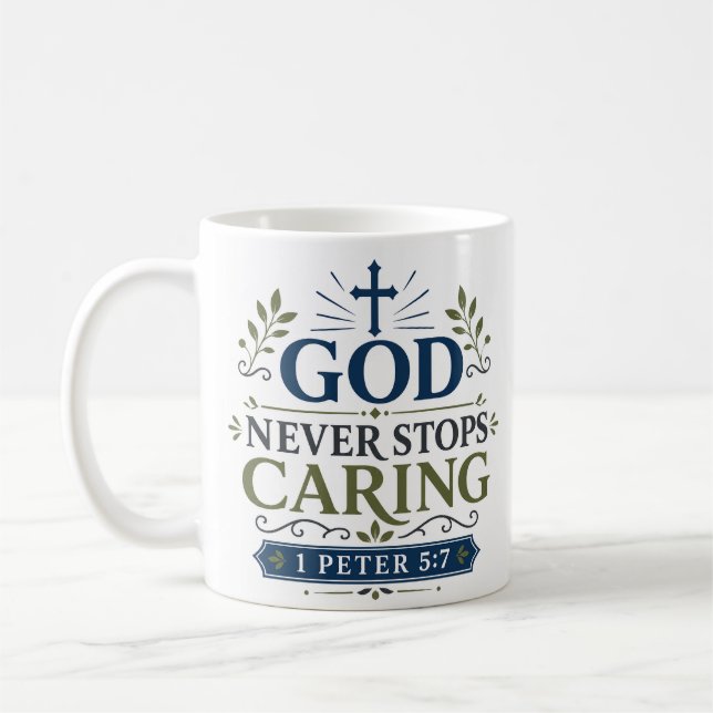 Mug Citation d'encouragement quotidien : Dieu ne cesse (Gauche)