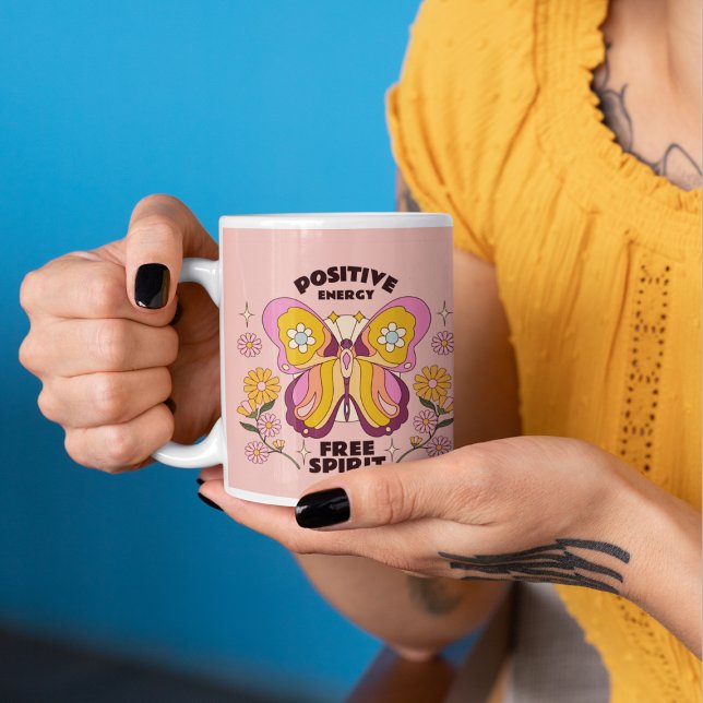Mug Citation d'énergie positive Fleurs de papillon col (Créateur téléchargé)