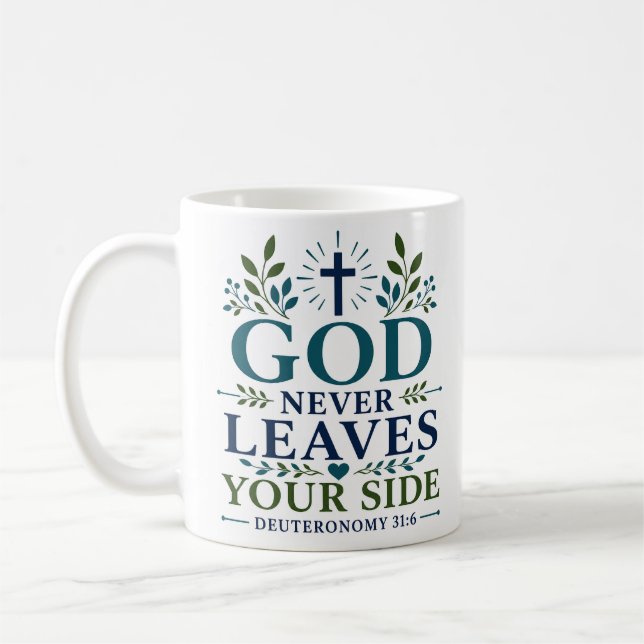 Mug Citation d'espoir scripturaire 'Dieu ne vous quitt (Gauche)