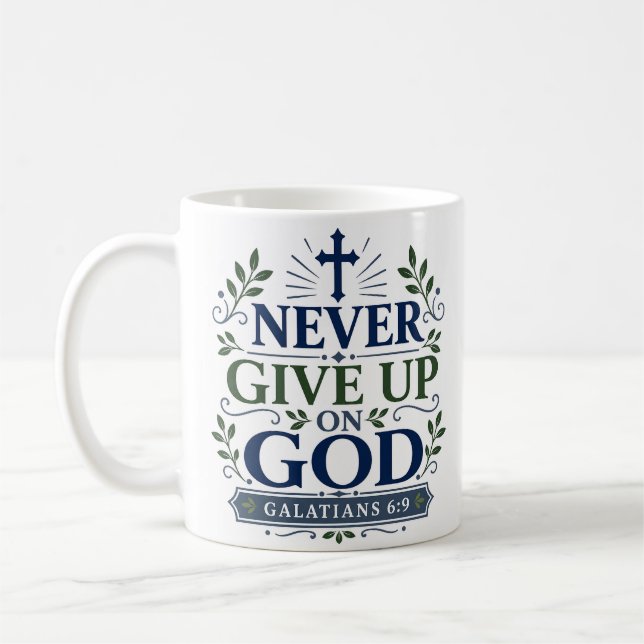 Mug Citation d'espoir scripturaire Ne jamais abandonne (Gauche)