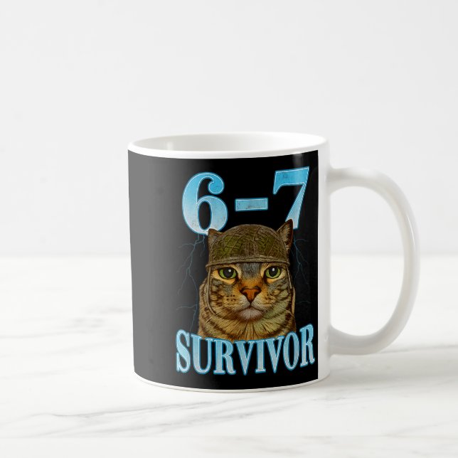 Mug Citation drôle 67 Chats Mal au ventre Survivant Ch (Droite)