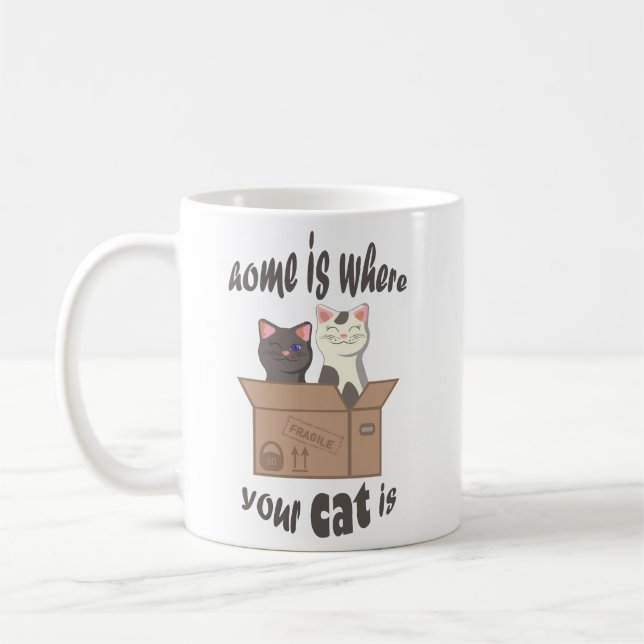 Mug Citation drôle Accueil est où est votre chat (Gauche)