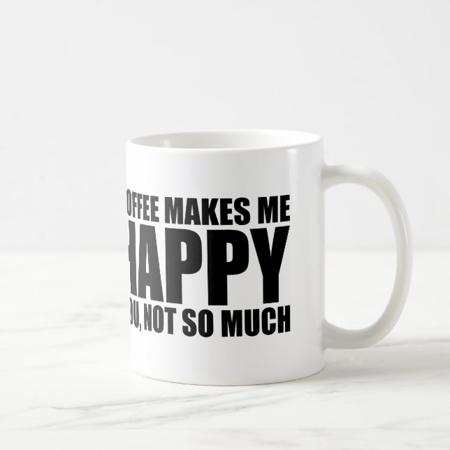 Mug Citation drôle de café : Le café me rend heureux (Droite)