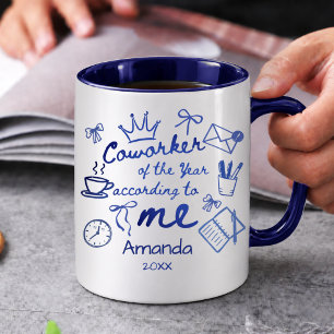 Mug Citation drôle de collègue dessiné à la main en bl