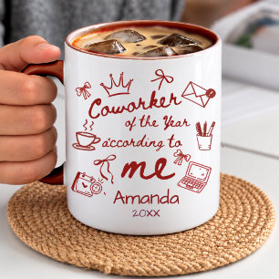 Mug Citation drôle de collègue dessiné à la main en ro