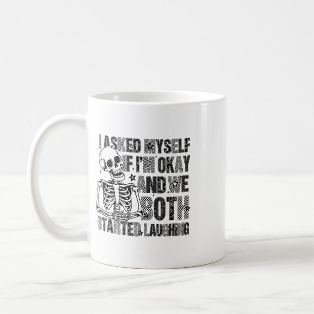 Mug Citation drôle de squelette sur la santé mentale h (Gauche)