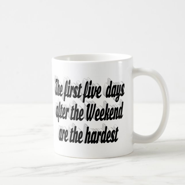 Mug Citation drôle de week-end en typographie noire (Droite)
