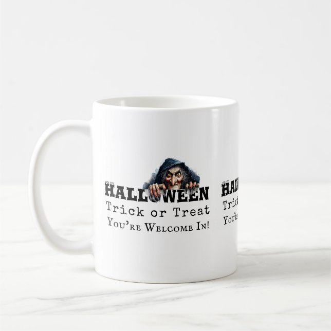 Mug Citation drôle d'Halloween de sorcière pour Trick  (Gauche)