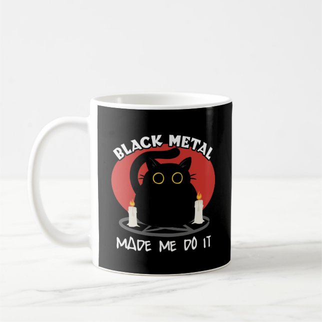 Mug Citation drôle en métal noir | Chat noir Satanique (Gauche)