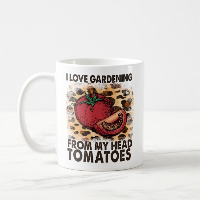 Mug Citation drôle J'aime jardiner de ma tête Tomates (Gauche)