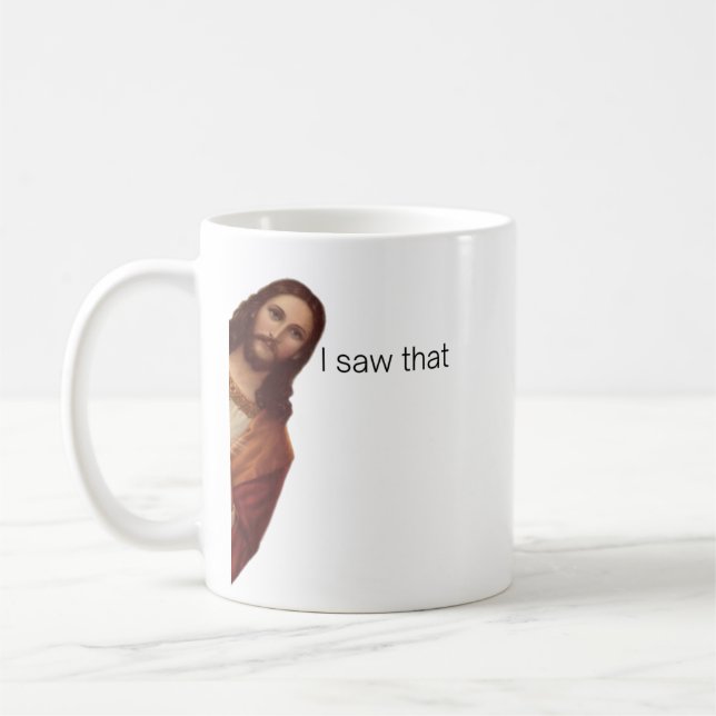 Mug Citation drôle Jésus mème J'ai vu ce chrétien (Gauche)