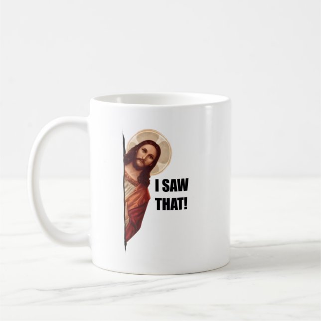 Mug Citation drôle Jésus mème J'ai vu ce chrétien (Gauche)