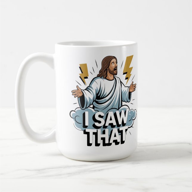 Mug Citation drôle Jésus mème J'ai vu cette affiche ch (Gauche)