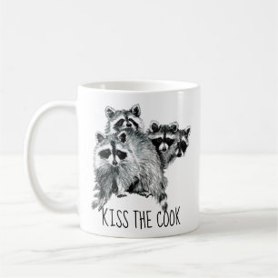 Mug Citation drôle Kiss the Cook mignon Raccoons, Anim
