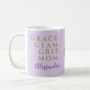 Mug Citation drôle maman pastel violet or inspirant pe