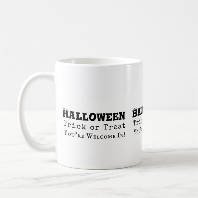 Mug Citation drôle pour Halloween Trick or Treat (Gauche)