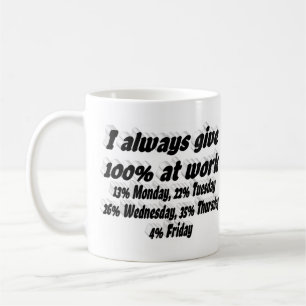 Mug Citation drôle sur l'effort de travail en typograp