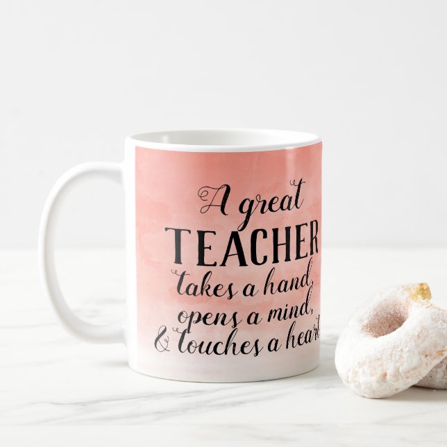Mug Citation du grand enseignant Coral Aquarelle café  (Avec donut)